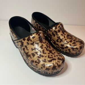 Sanita Brown Snake Print Mules